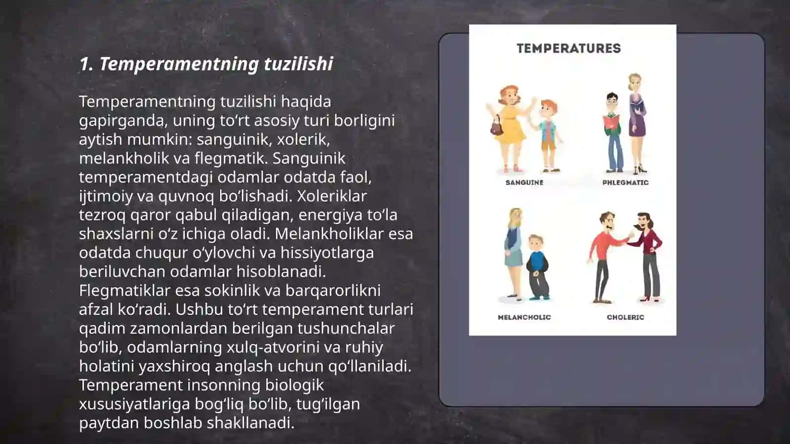 Temperament irsiy xarakteristikasini baholash uchun V.M.Rusalovning temperament tuzilishi so'rovnomasi 3