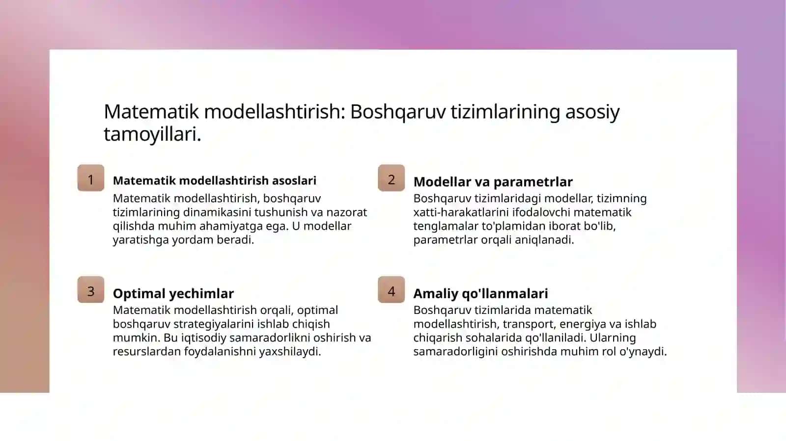 Optimal boshqaruv tizimlarini loyihalashda matematik modellashtrish 3