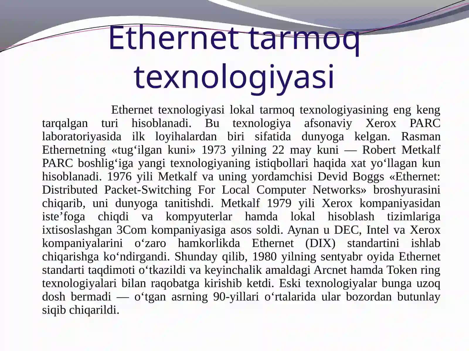 Kanal pog’ona protokollari (Ethernet,virtual lokal tarmoqlar -VLAN) 3