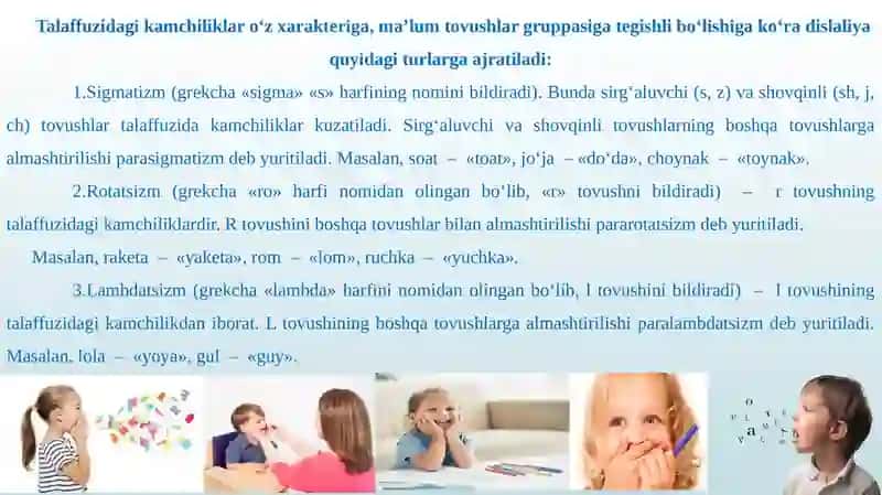 Dislaliya.Tovushlar talaffuzidagi kamchiliklar 3