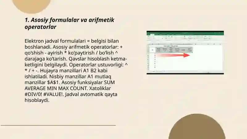 Elektron jadvallarda modellashtirish va tahlil qilish 3