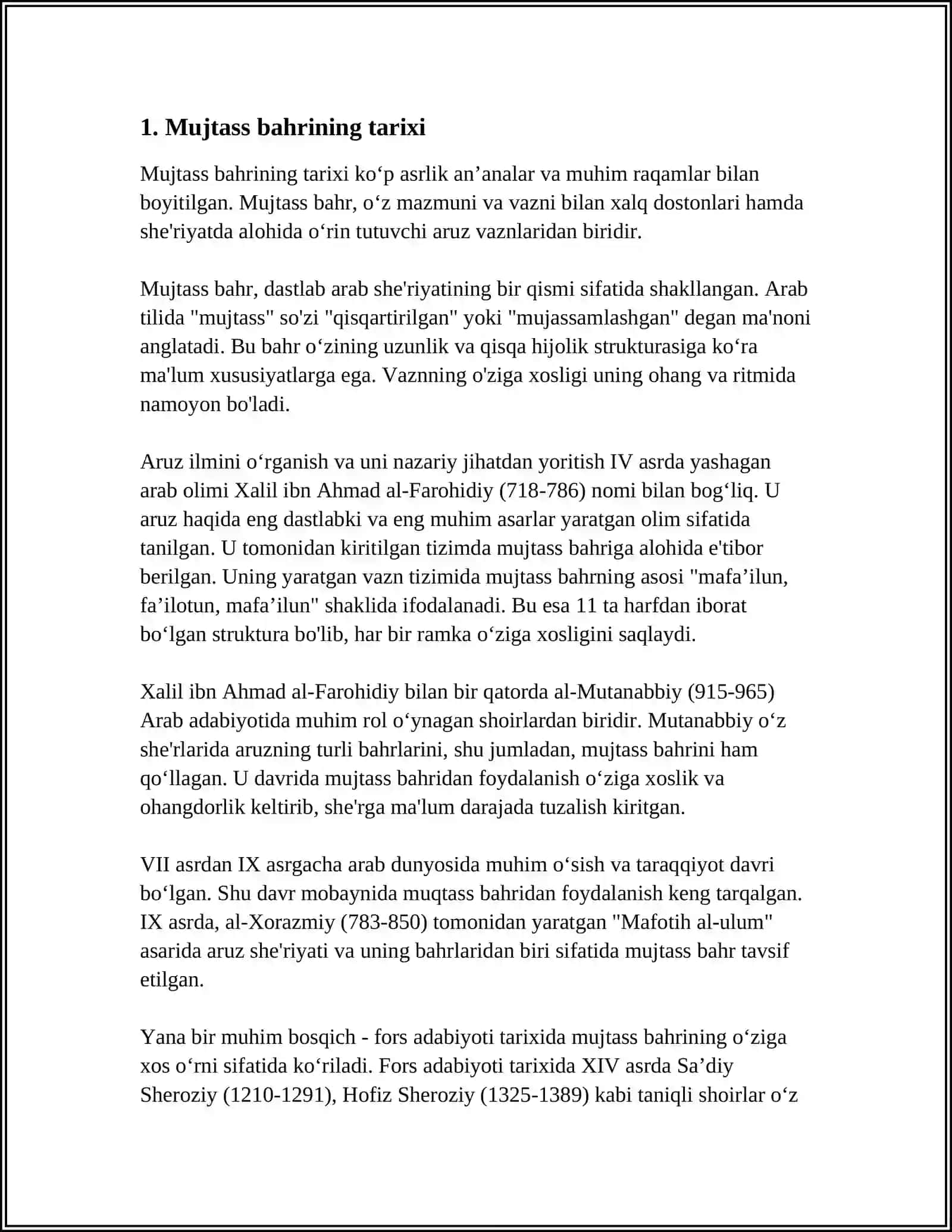 OʻZBEK MUMTOZ SHEʼRIYATIDA MUJTASS BAHRI 3
