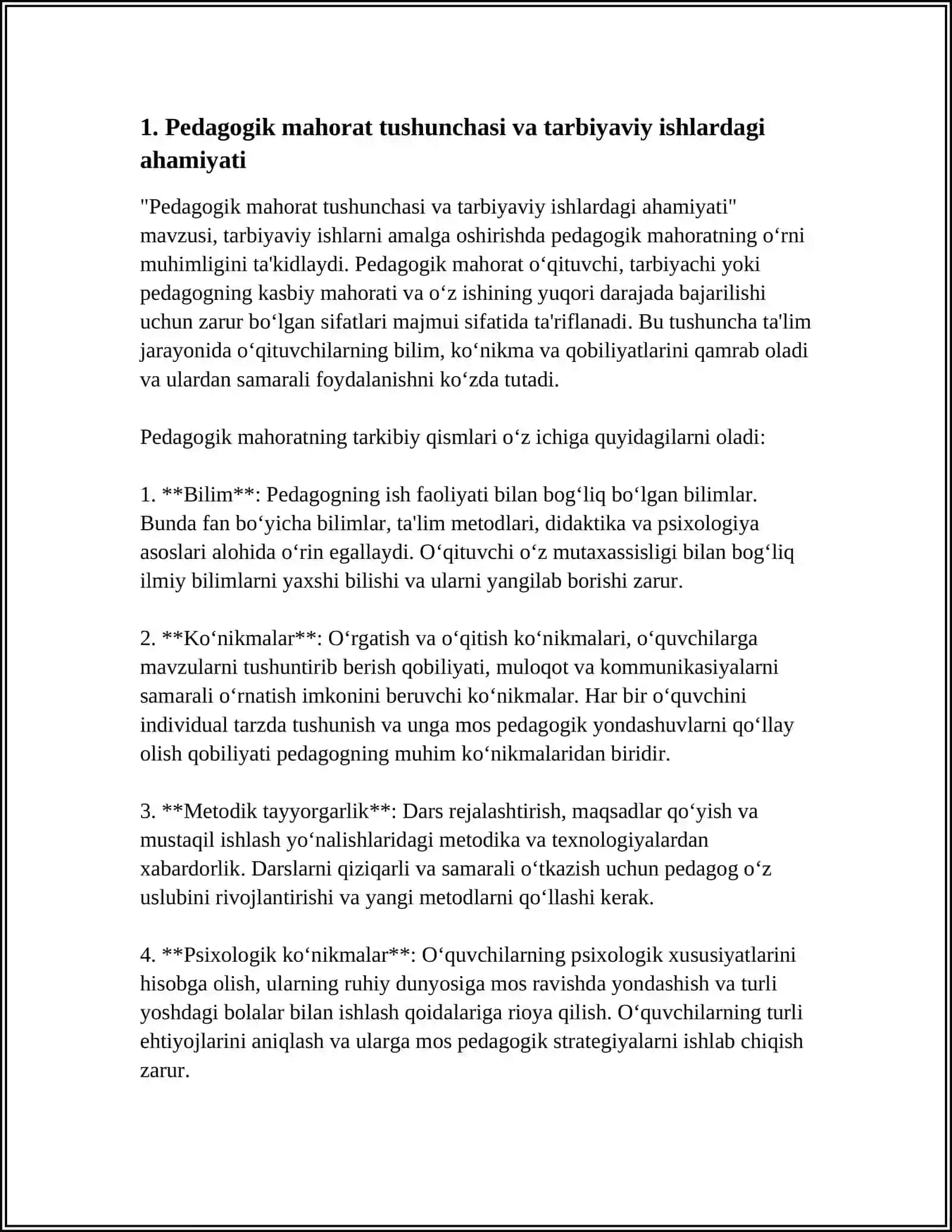 TARBIYAVIY ISHLARNI AMALGA OSHIRISHDA PEDAGOGIK MAHORATNING OʻRNI 3