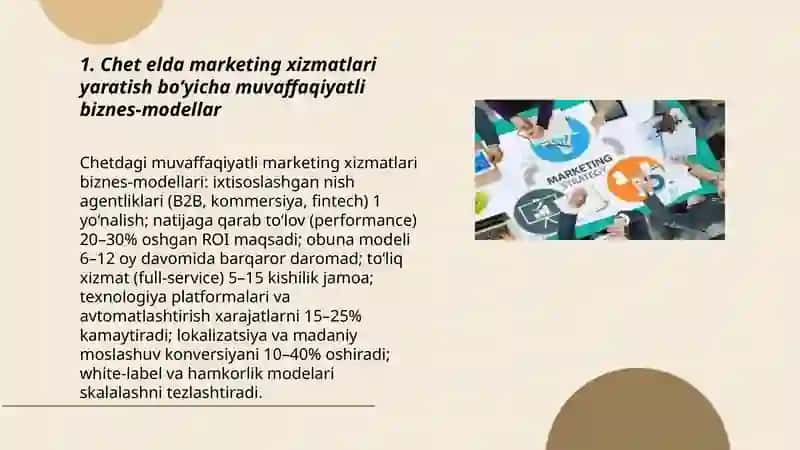 Marketing xizmatini yaratish boʻyicha chet ellardagi tajribalar 3