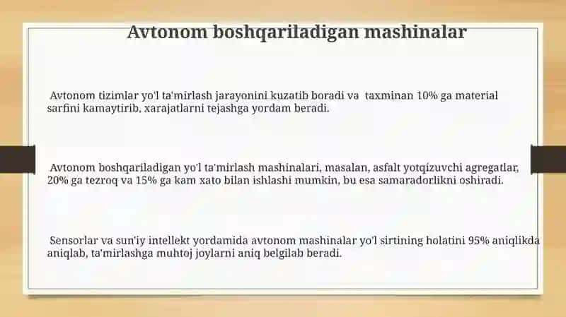 Avtonom boshqariladigan mashinalar 3