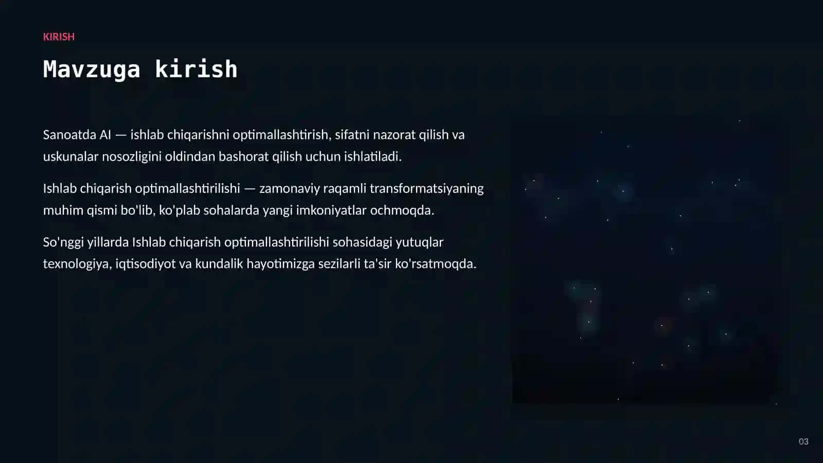 SUN'IY INTELLEKT • AI SANOAT VA ISHLAB CHIQARISHDA 3