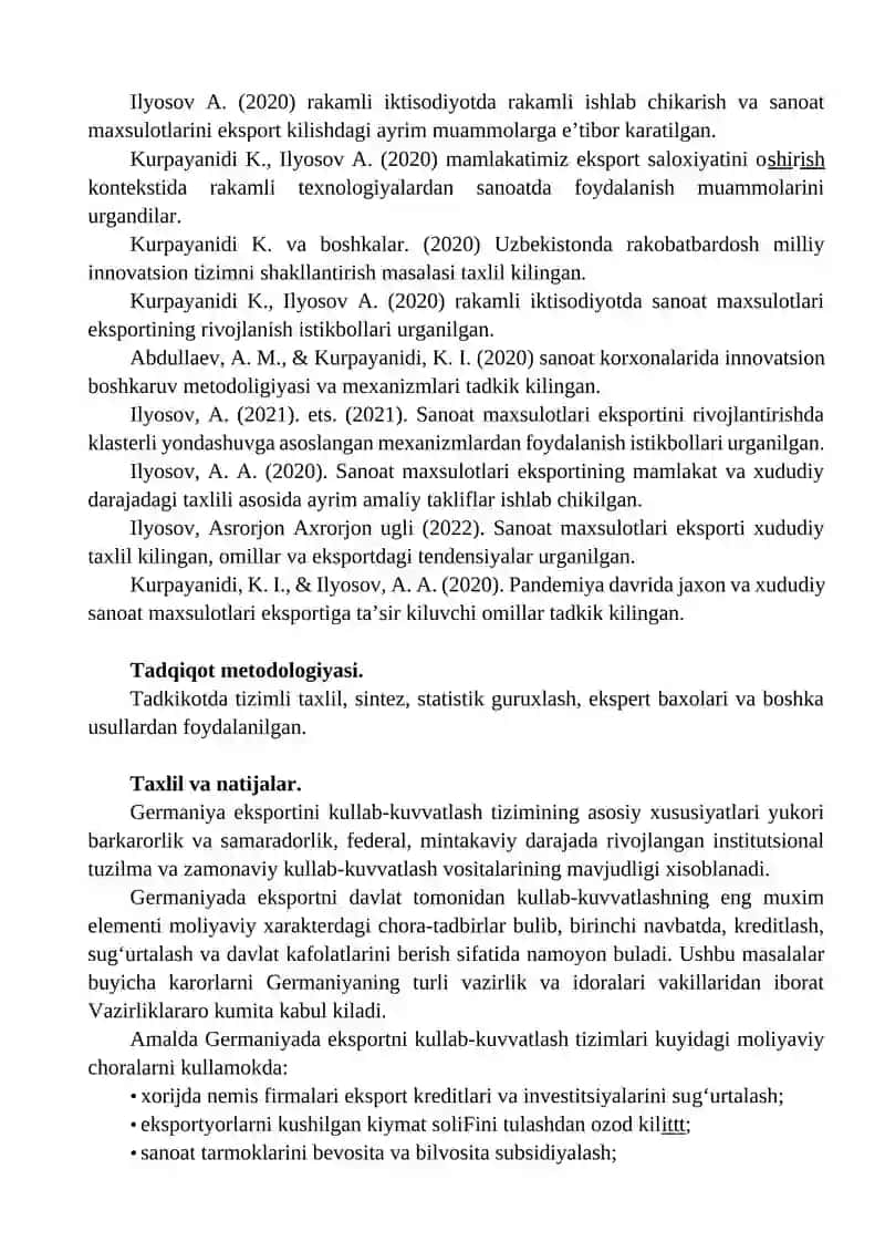 Sanoat mahsulotlari eksportini davlat tomonidan qo‘llab-quvvatlashning germaniya tajribasi 3