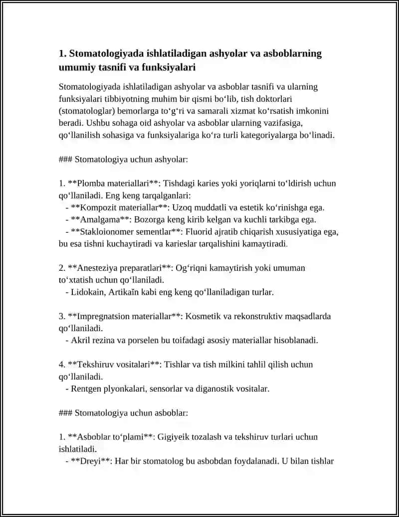 Stomatologiyada ishlatiladigan ashyolar va asboblar 3