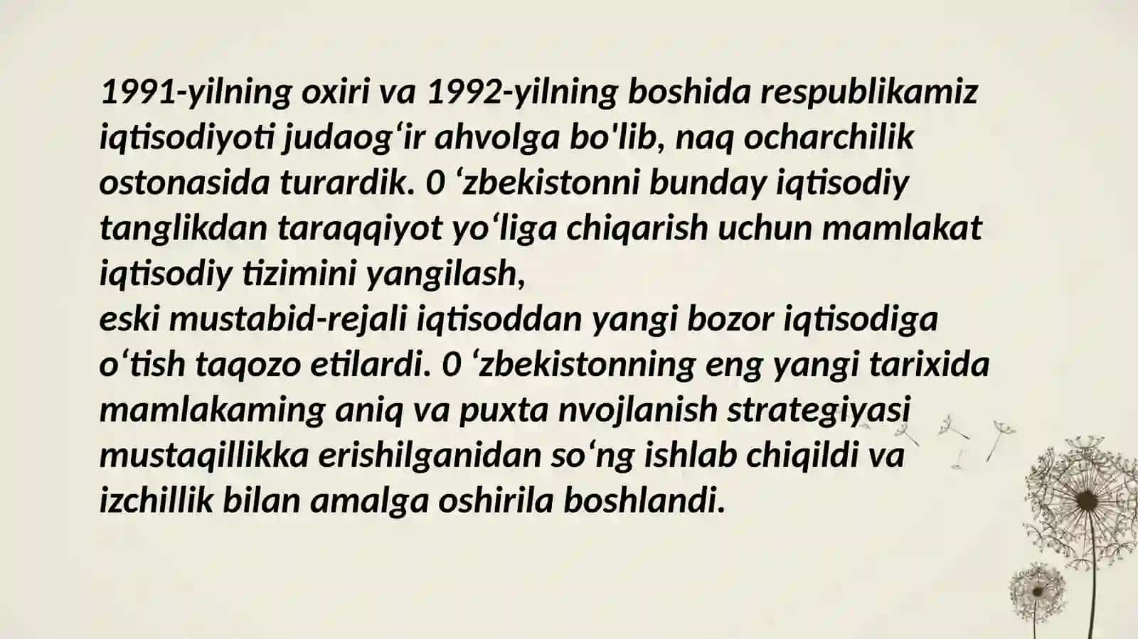 Bozor munosabatlariga o‘tishning milliy modeli: evolyutsiyasi, xususiyatlari va ustuvor yo‘nalishlari 3