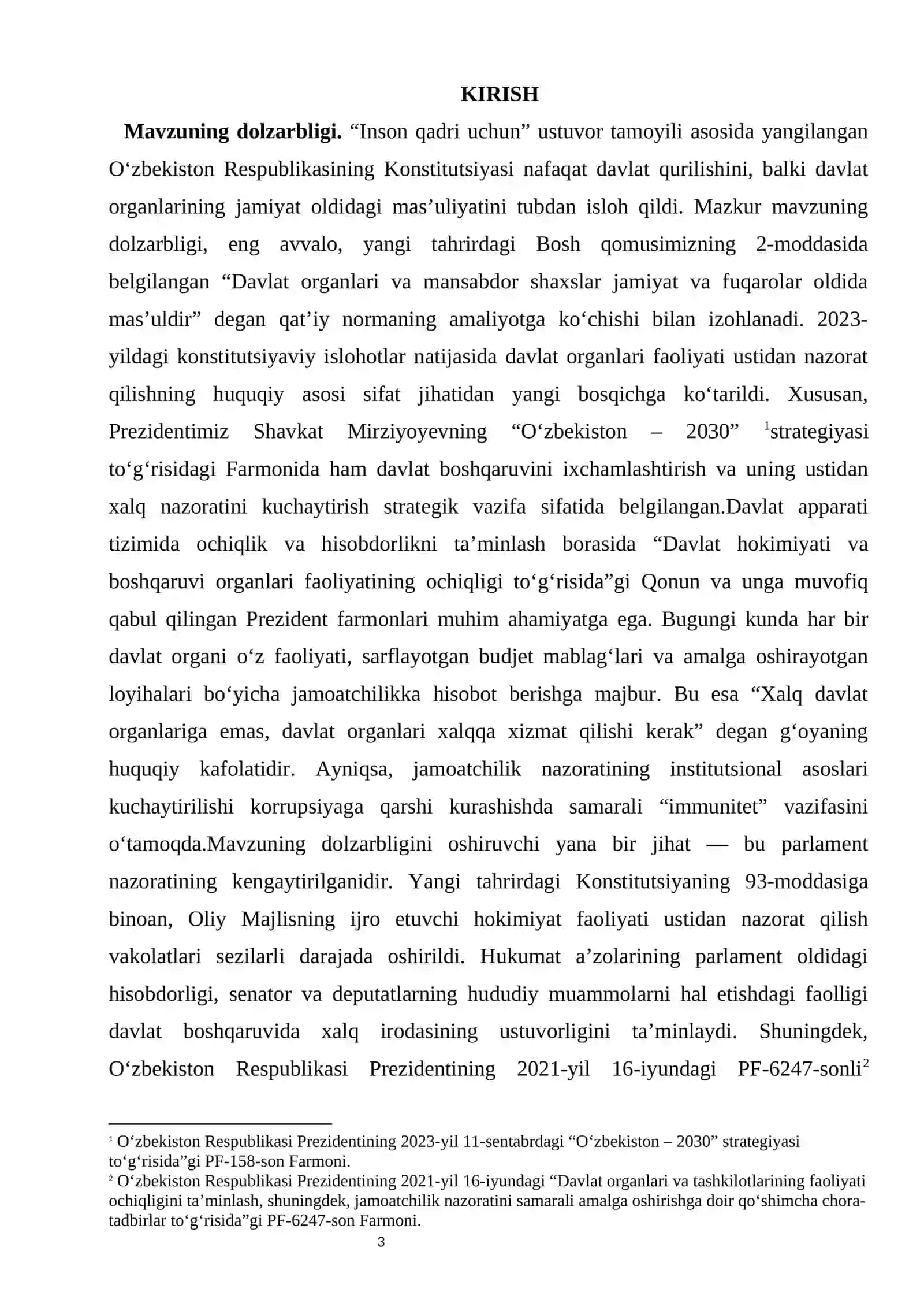 Konstitutsiyada davlat organlari faoliyati ustidan nazorat kurs ishi 3