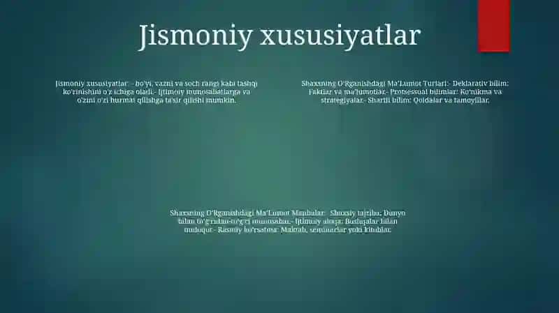 Shaxsning OʻRganishdagi MaʼLumot Turlari 3