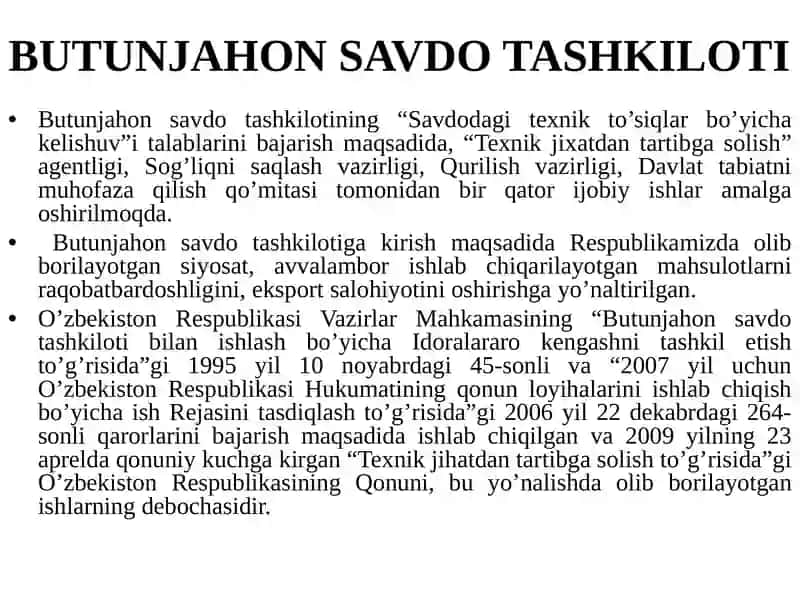 MA’RUZA. TEXNIK JIXATDAN TARTIBGA SOLISH. MAHSULOT VA XIZMATLARNI SERTIFIKATLASHTIRISH 3
