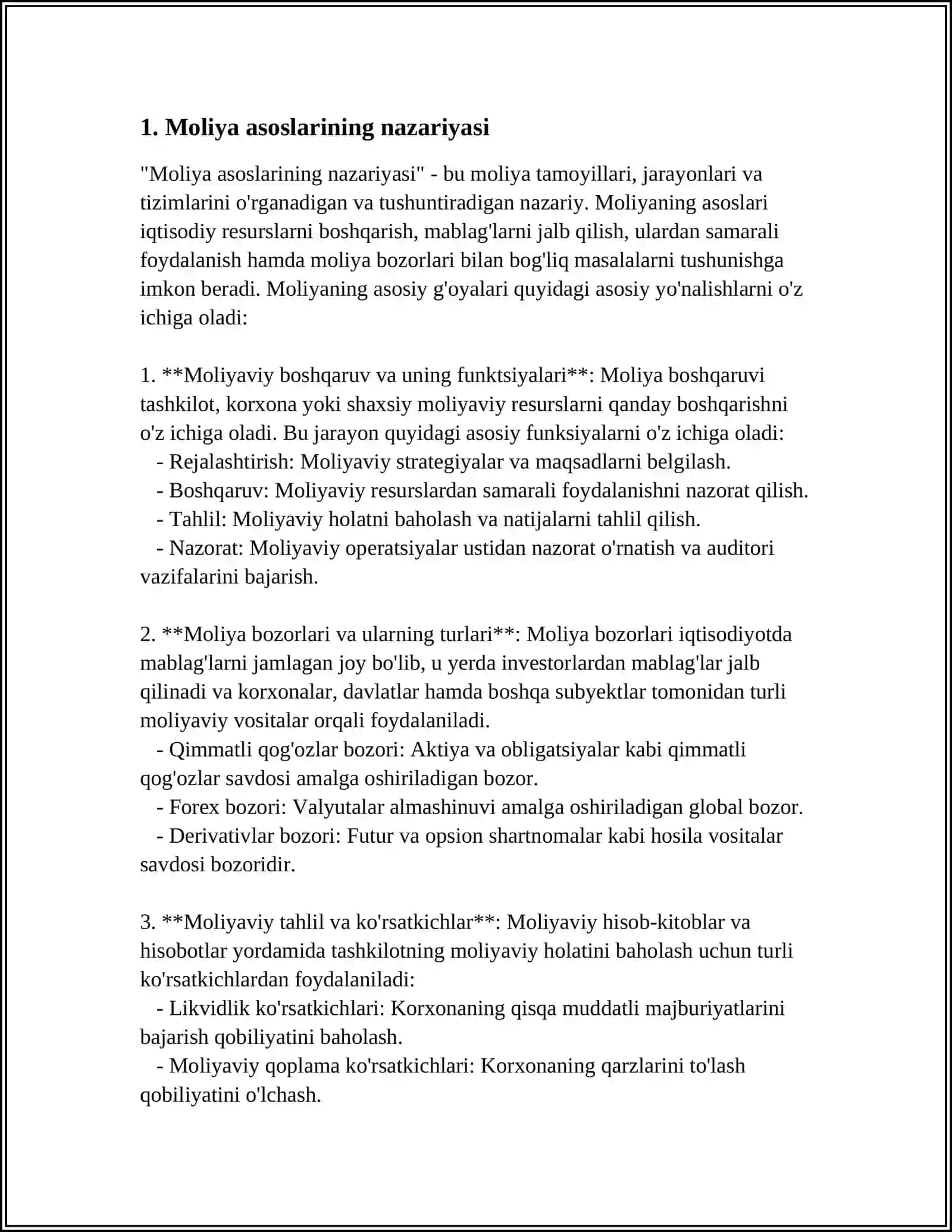 Moliya asoslari faniga kirish va davlat moliyasi 3