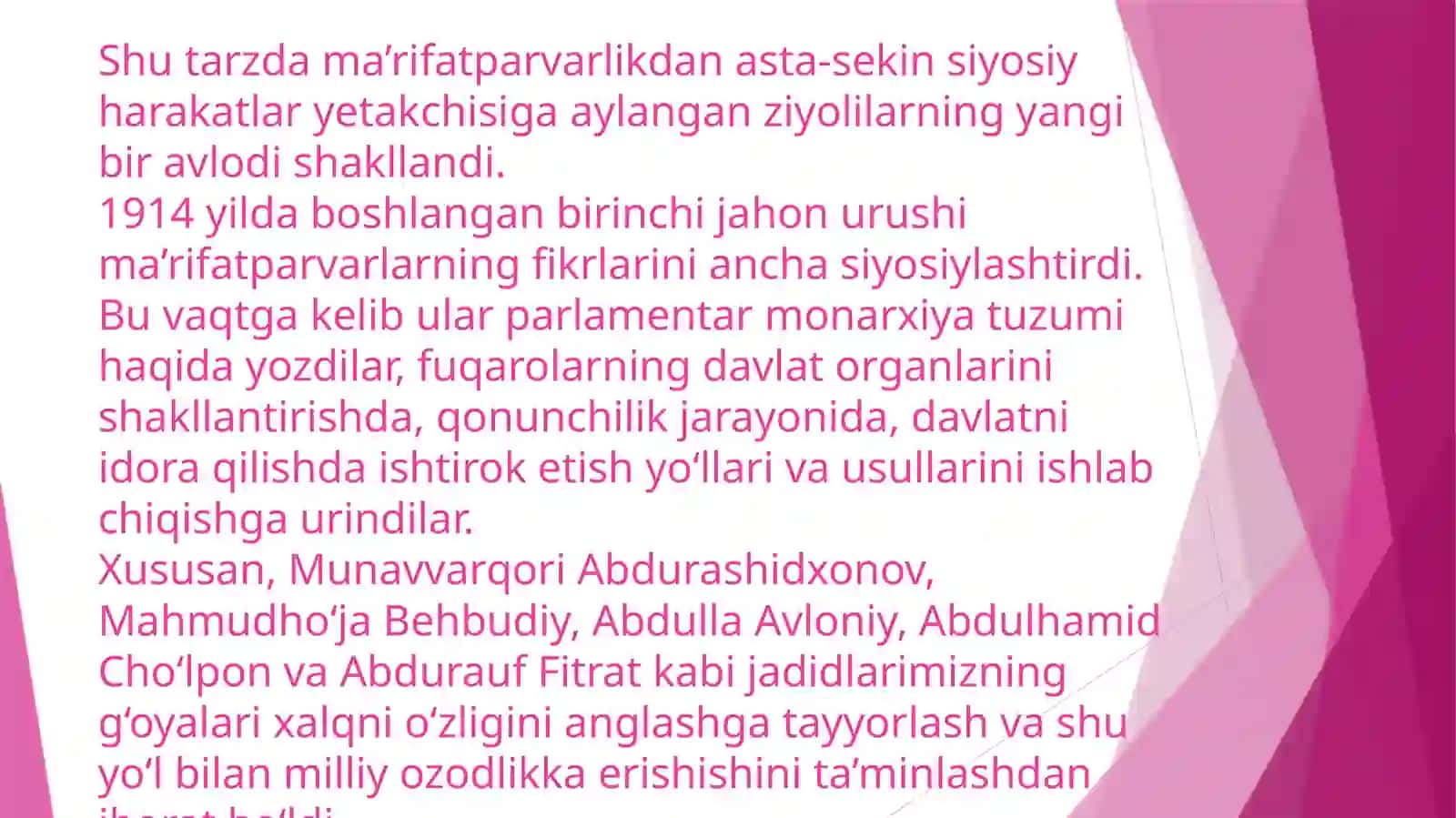 Jadidma’rifatparvarlariningo’lkaijtimoiy–ma’naviyhayotidatutgano’rni(munavvarqori,Fitrat,Behbudiy,Avloniyvaboshqalari) 3