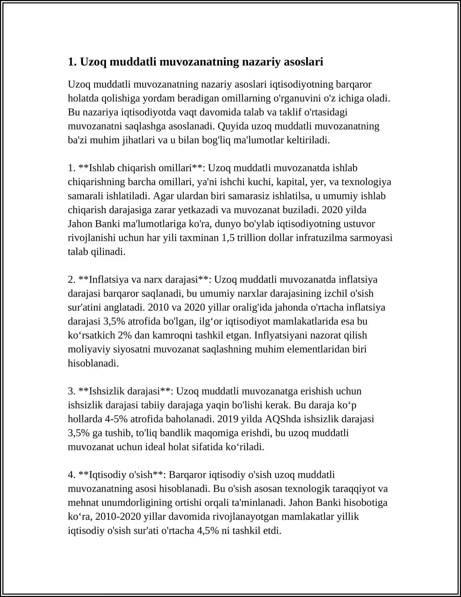 FIRMA VA TARMOQNING UZOQ MUDDATLI ORALIQDAGI MUVOZANATI 3