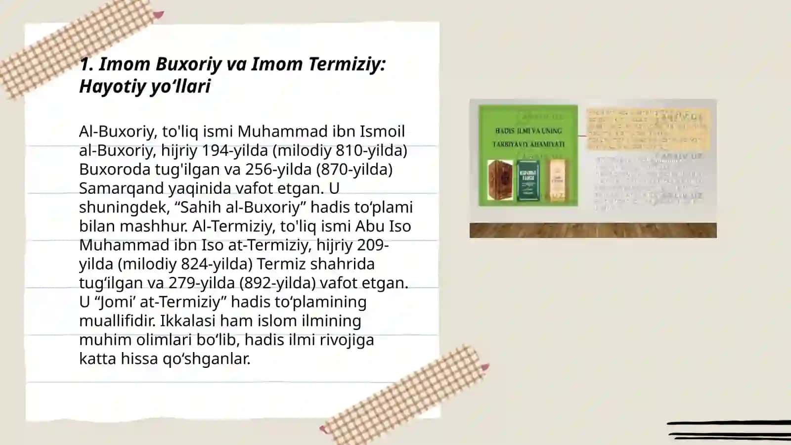 Imom Buxoriy va Imom Termiziyning hadis ilmiga qõshgan hissalarini qiyosiy tahlili 3