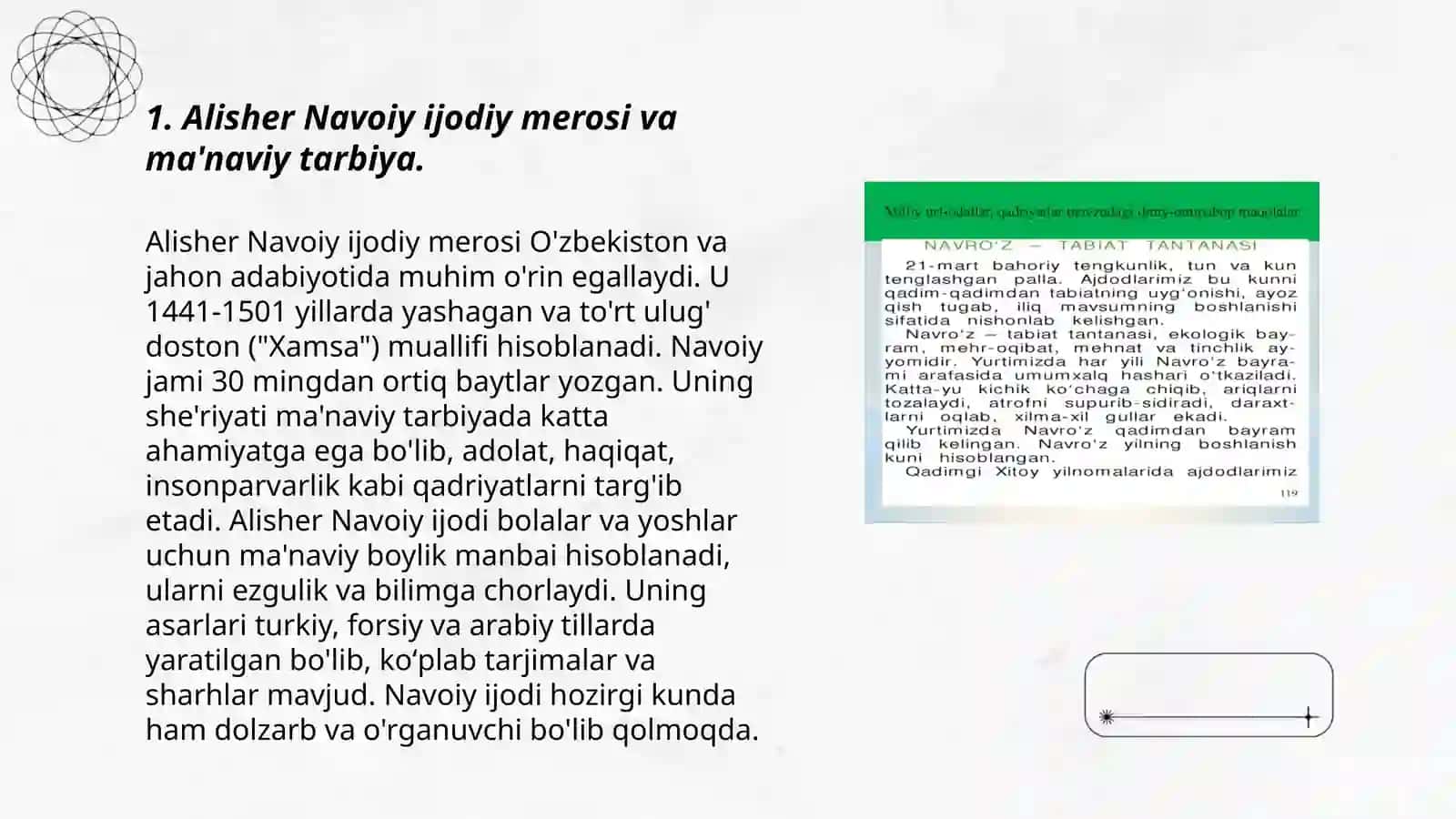 Alisher Navoiy ijodiy merosi va ma'naviy tarbiya 3