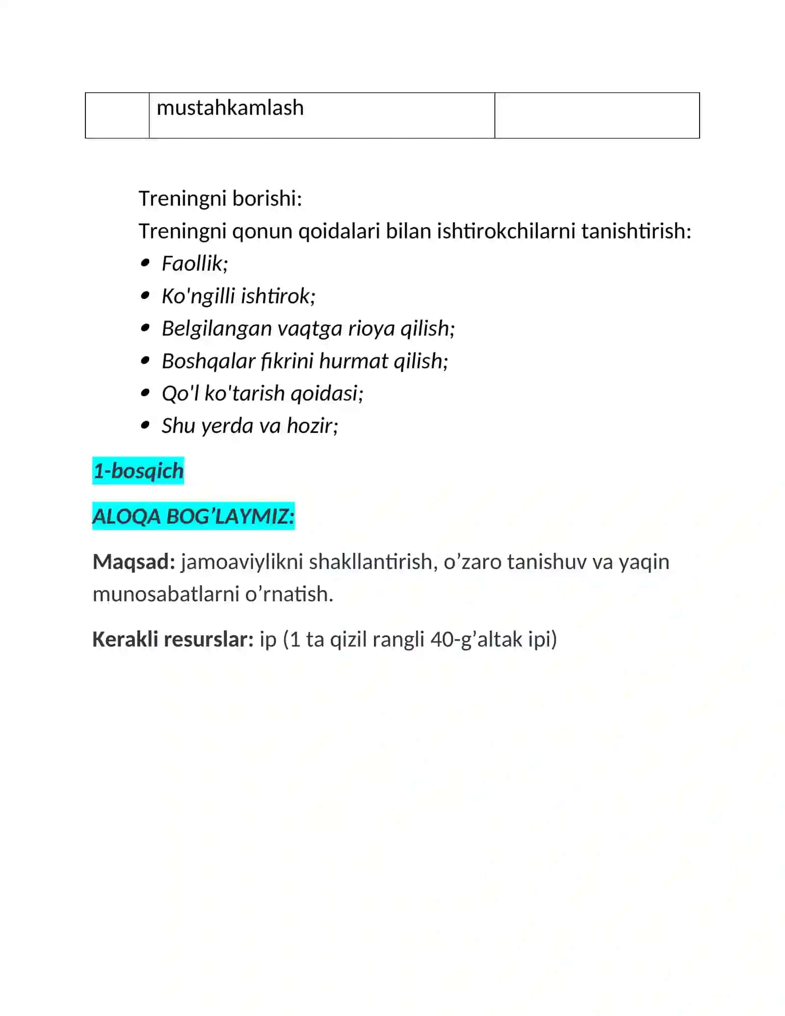 Individual va guruhiy konsultatsiya fanidan trening mashg'uloti dasturi 3