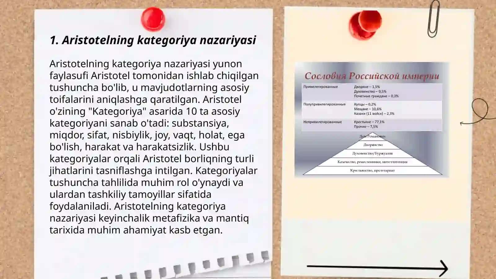 Aristotel Farobiy Kant ontoegiyasida kategoriyalarning tasnifi 3