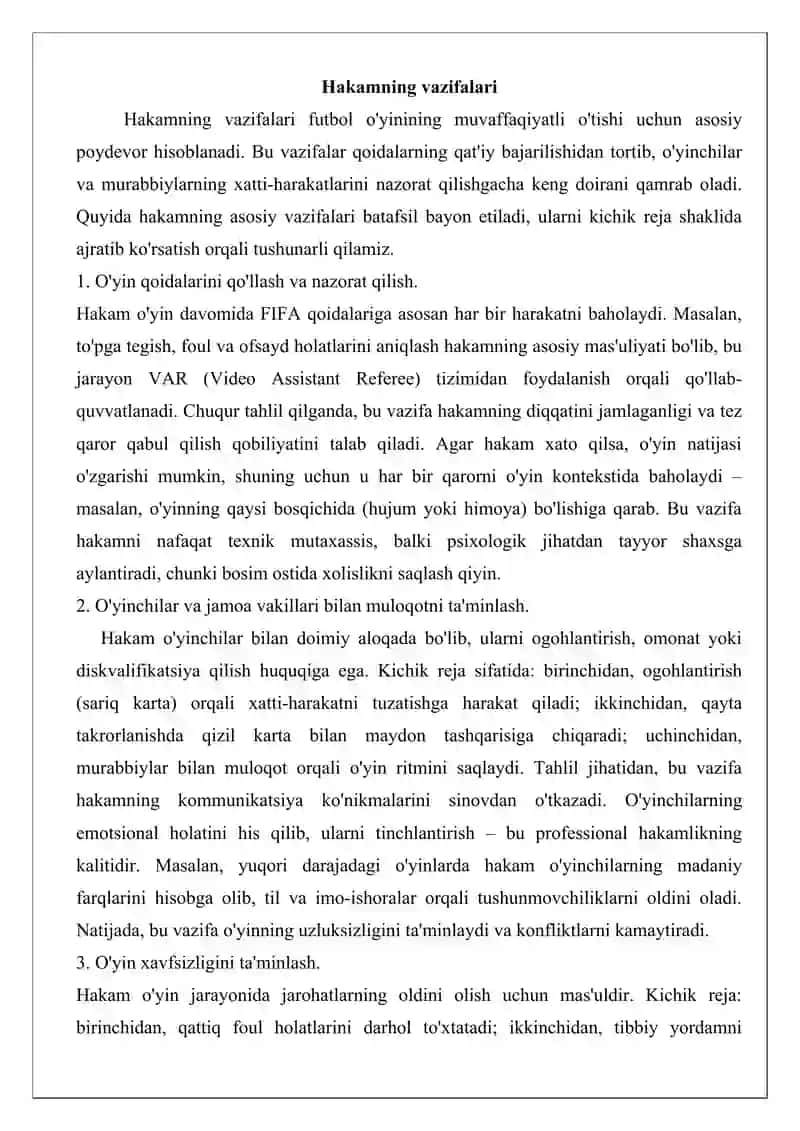 Futbol hakamligi va o‘yin boshqaruvi asoslari 3