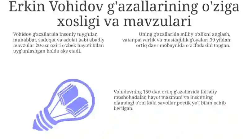 Erkin vohidov g‘azallari tahlili va adibning “So‘z latofati” asarini innovatsion metodlar asosida 3