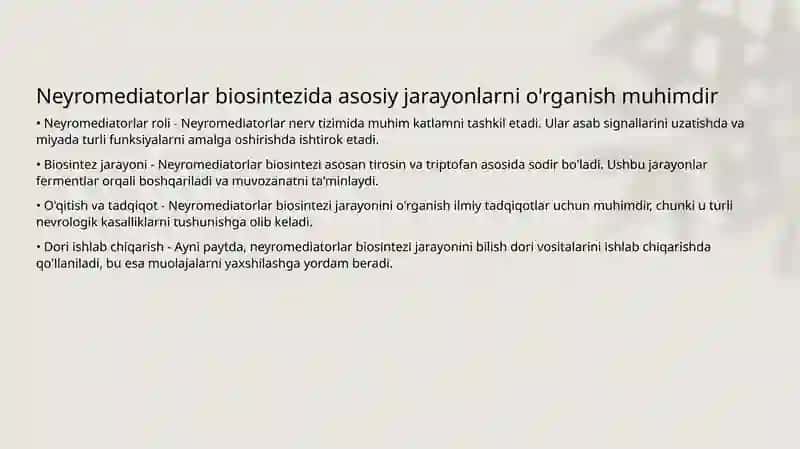 Neyromediatorlar biosintezi 3