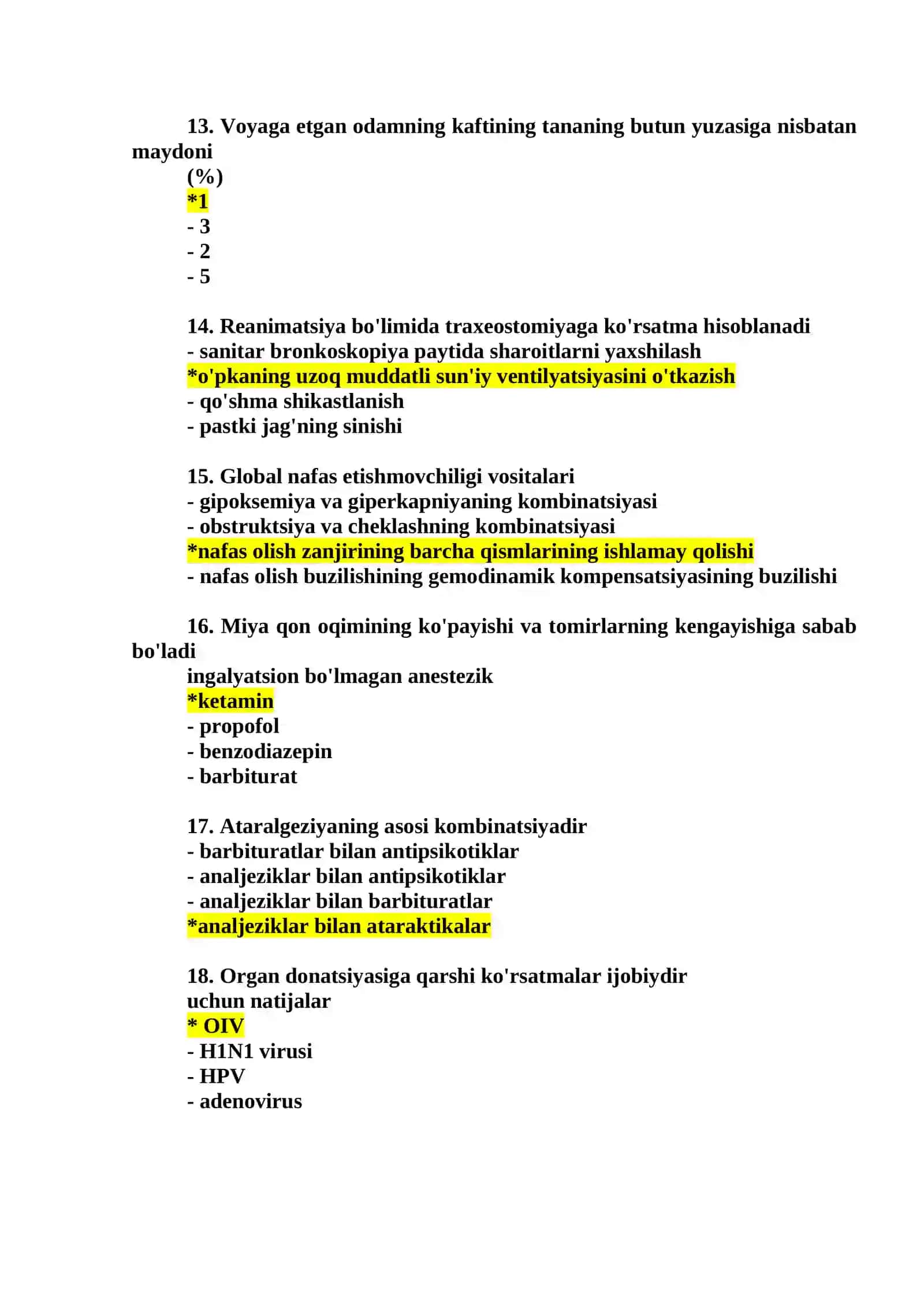 Anesteziologiya va reanimatologiya mutaxassisligi test argos. 3