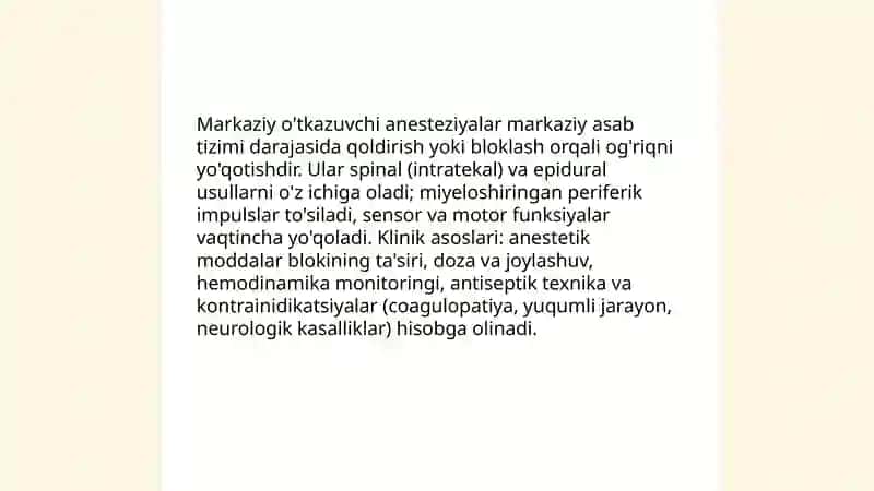 Stomatologiyada ogriksizlantirish usullari - markaziy va pereferik o'tkazuchi anesteziyalar 3