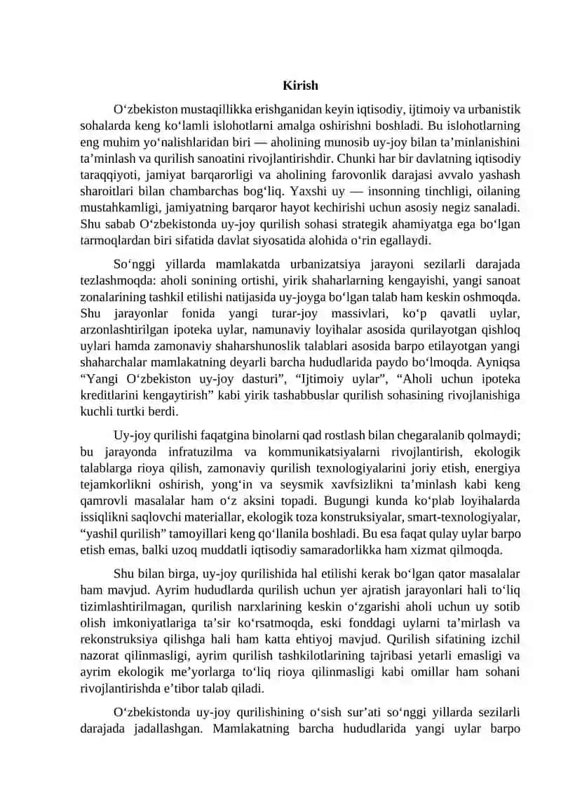 O'ZBEKISTONDA UY-QURILISH HOLATI VA RIVOJLANISH ISTIQBOLLARI 3