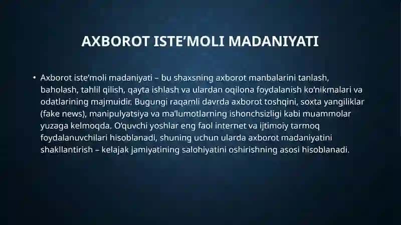 O’quvchi yoshlarda  axborot iste’moli madaniyatini rivojlantirish 3
