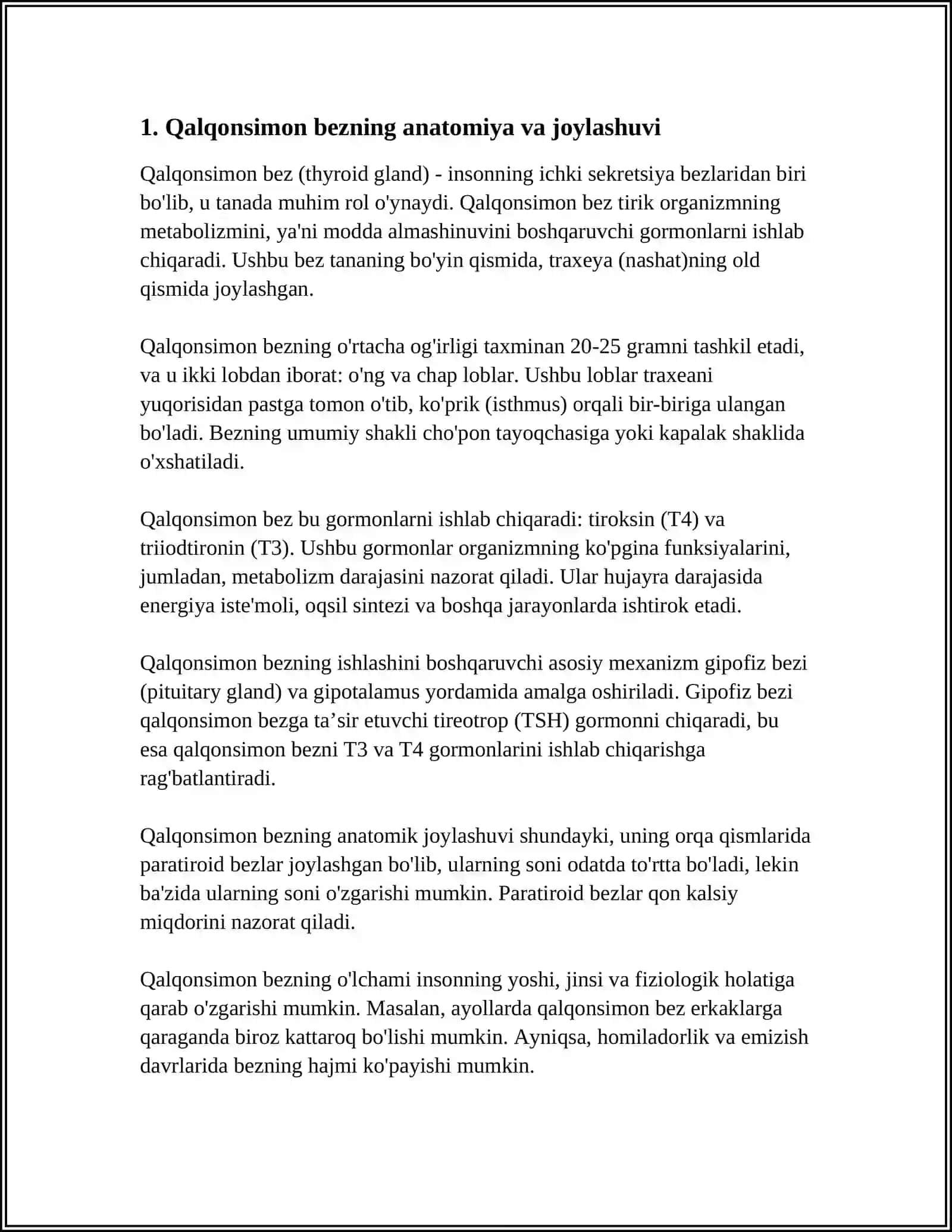 MUSTAQIL ISH Mavzu: QALQONSIMON BEZ QALQONOLDI BEZI AYRISIMON BEZLARNING TUZILISH FIZILOGIYASI 3