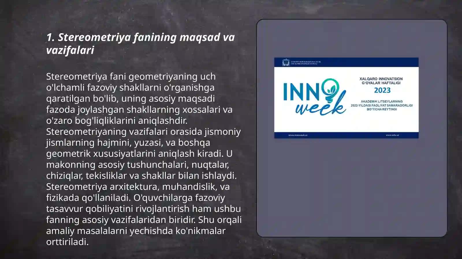 Akademik litseylarda streometryaning dastlabki mashgʻulotlarini oʻqitish metodikasi 3