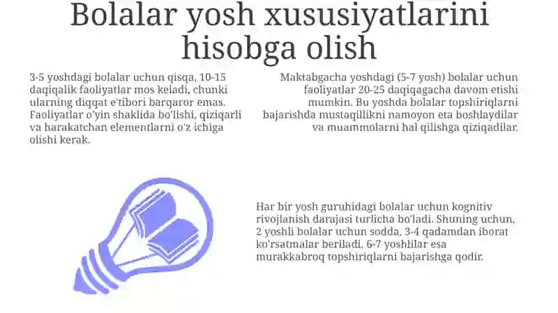 Bolalar faoliyatini loyihalashning asosiy tamoyillari 3