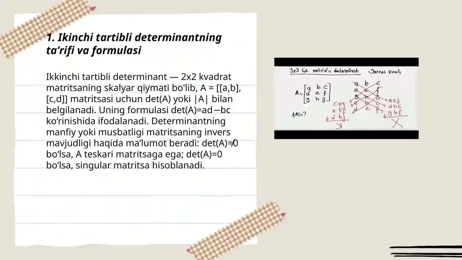 Ikinchi va uchinchi tartibli determinantlar va ularning xossalari 3