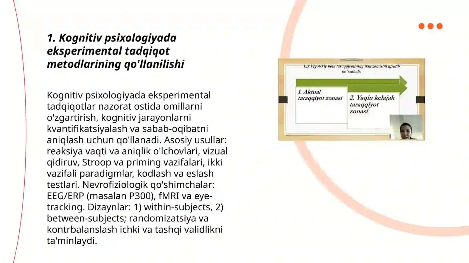 Kognitiv psixologiyada eksperimental tadqiqot metodlarining qo'llanilishi 3