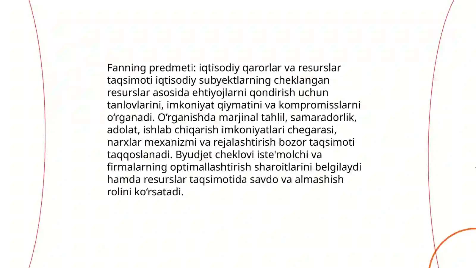 Fanning predmeti va oʻrganish usullari.Bozor va budjet cheklovi 3