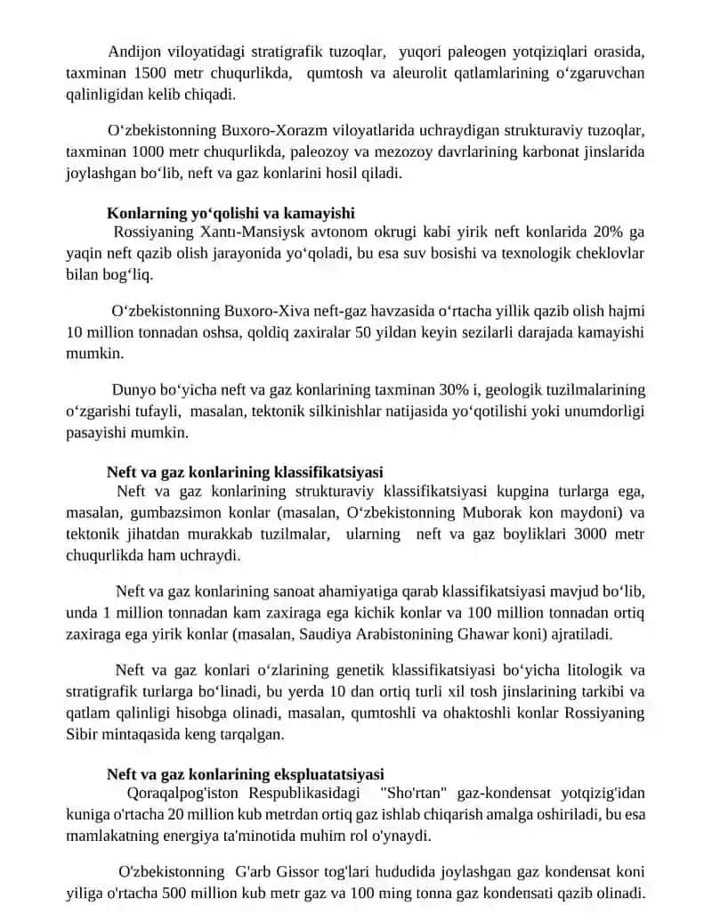 Neft va gaz toplamlarining shakllanishi va buzilishi 3