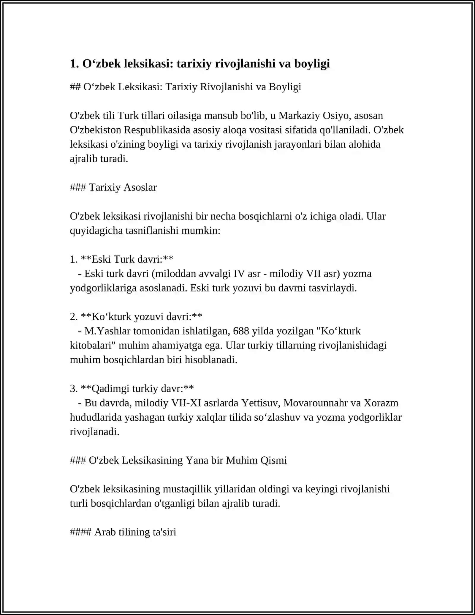 O'zbek Leksikasi: Tarixiy Rivojlanishi va Boyligi 3