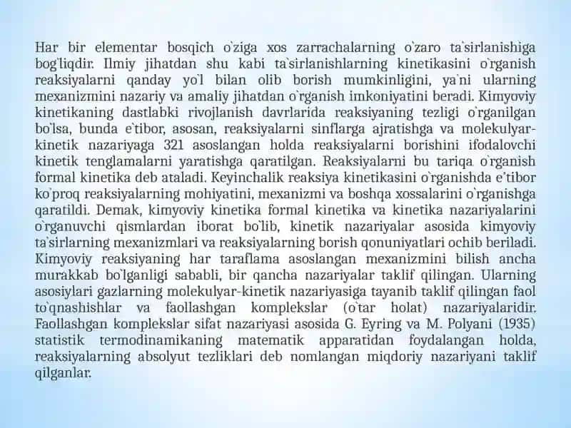 Kimyoviy reaksiyalarning kinetik qonuniyatlari asosida kinetik parametrlarni nazariy aniqlash usullari 3