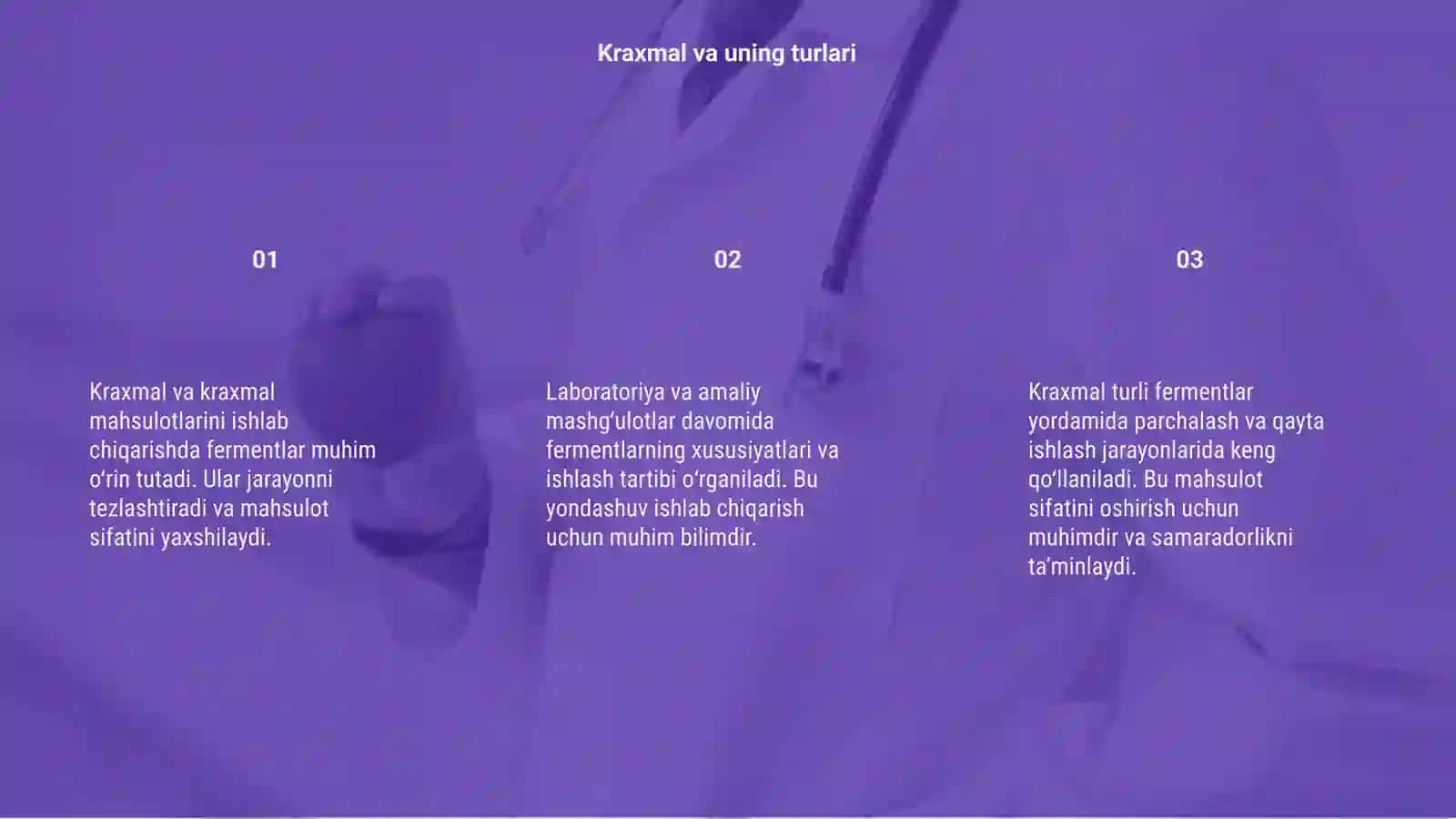 Kraxmal va kraxmal mahsulotlarini ishlab chiqarishda fermentlardan foydalanish 3