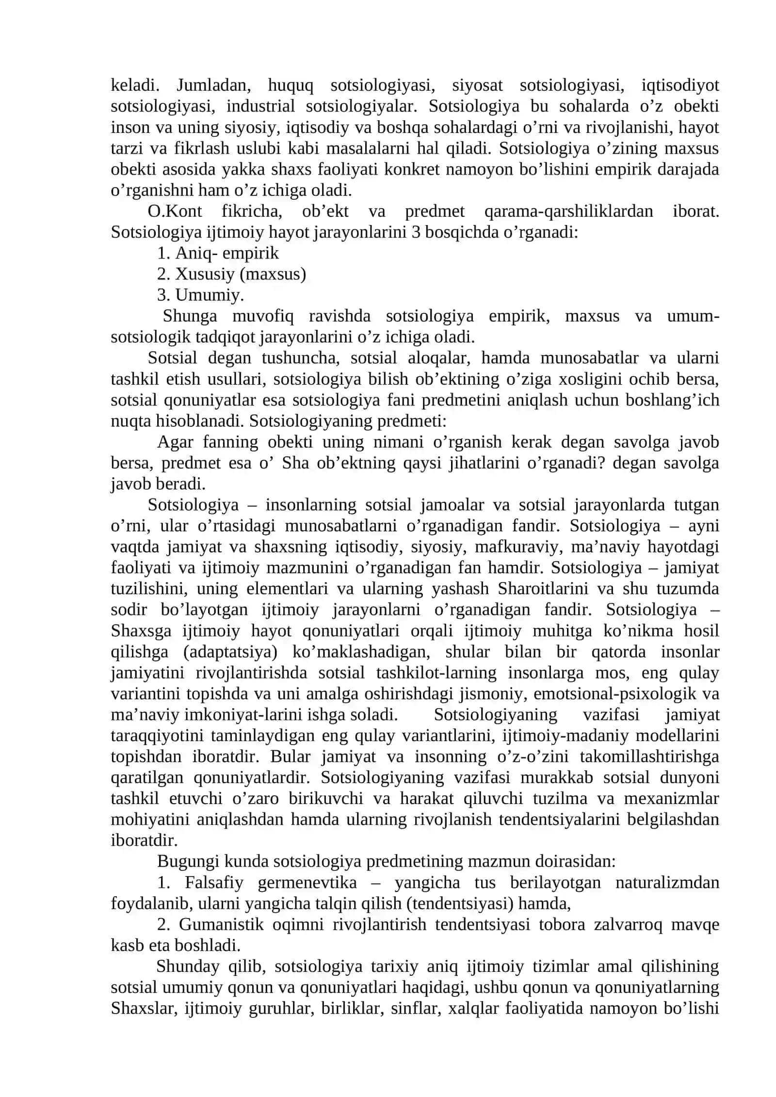 SOTSIOLOGIYANING FAN SIFATIDA VUJUDGA KELISHI VA TARAQQIYOTINI ASOSIY BOSQICHLARI 3