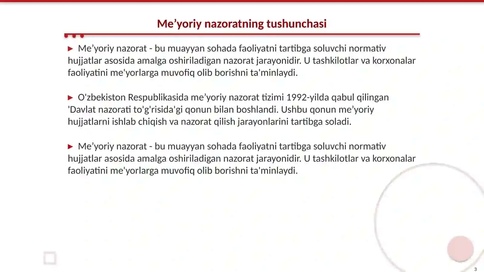 ME’YORIY NAZORATNI TASHKIL QILISH VA OʻTKAZISH TARTIBLARI 3