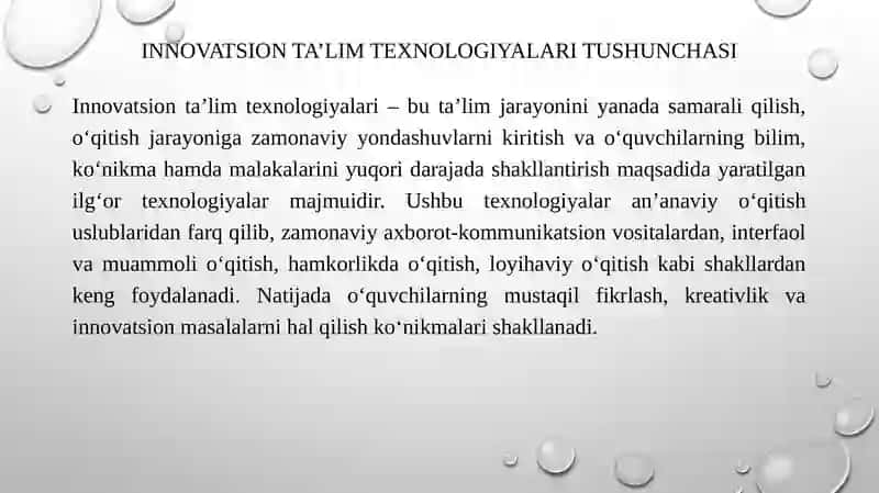Innovatsion ta'lim texnologiyalari va ta'lim innovatsiyalari 3