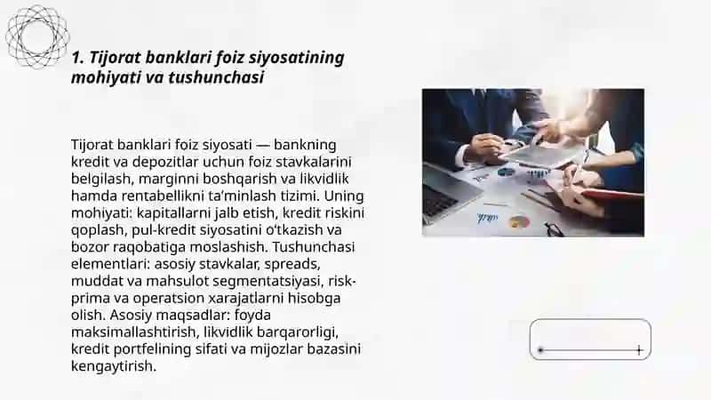 Tijorat banklari foiz siyosati, uning zarurligi va ahamiyati 3