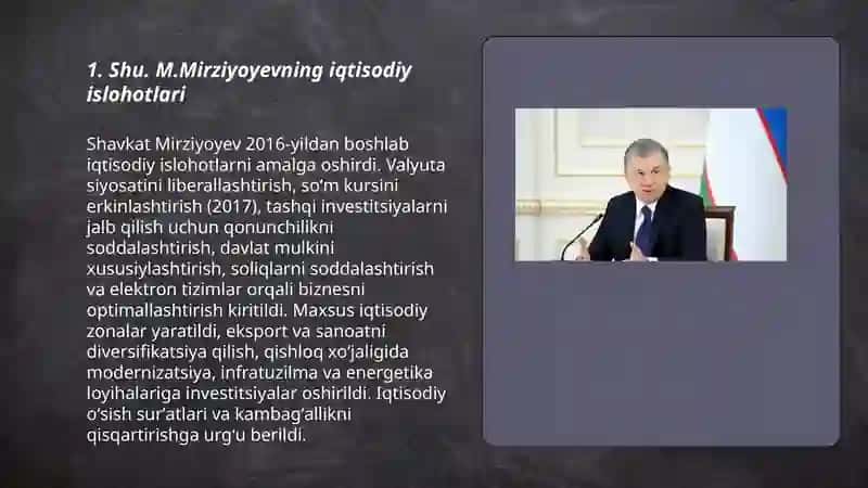 Shu. M.Mirziyoyevning iqtisodiy islohotlari 3