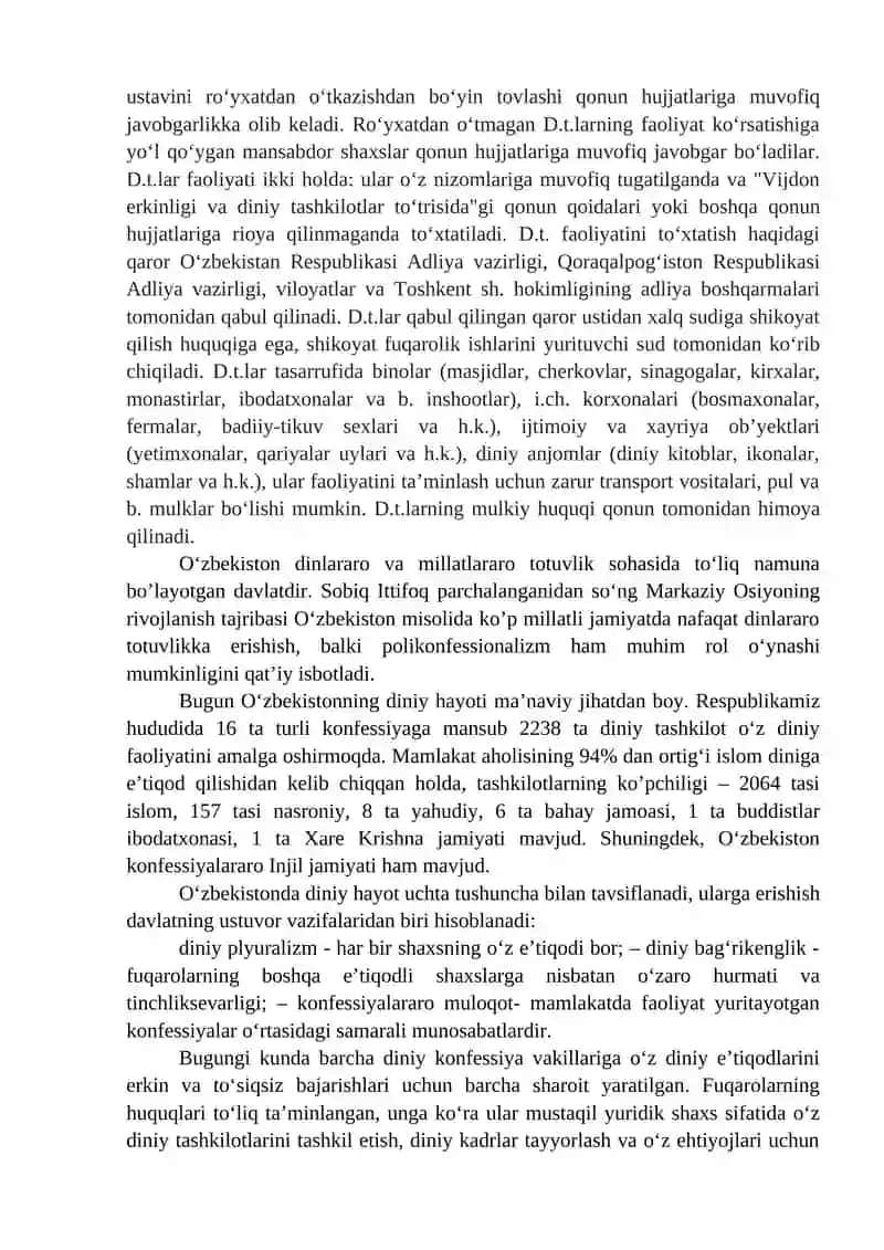 O’zbekistonda diniy tashkilotlar va konfessiyalar faoliyati dinamikasi 3