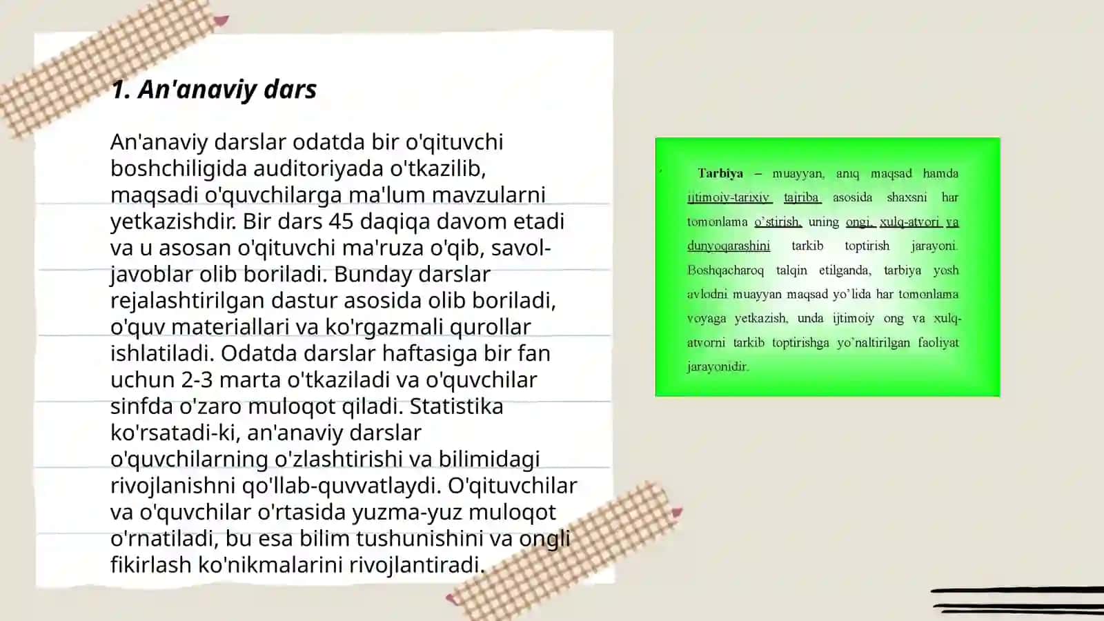 Tarbiya fani oʻqitish shakllari 3