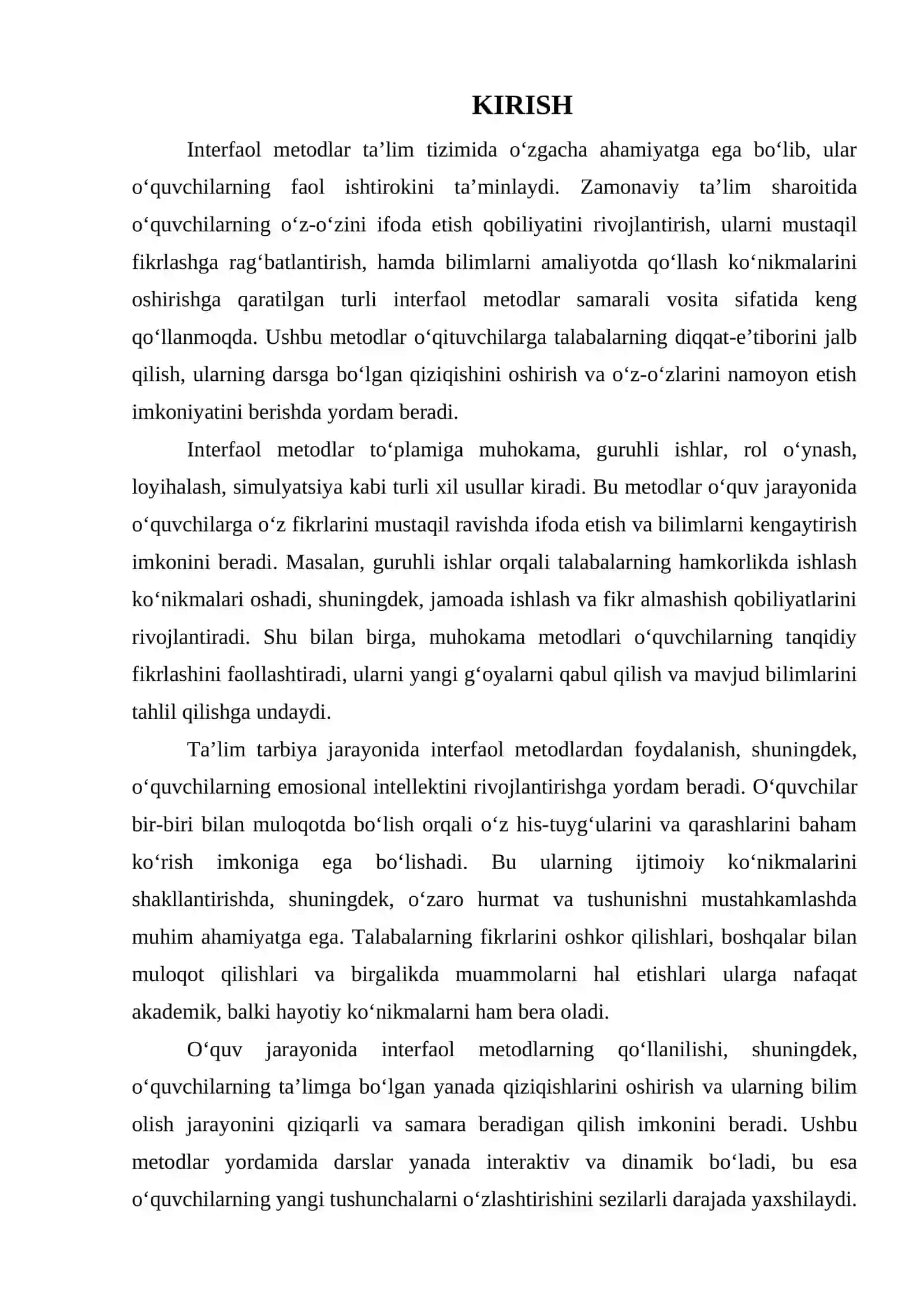 INTERFAOL METODLAR VA ULARNI TA’LIM TARBIYA JARAYONIDA QO’LLASH 3