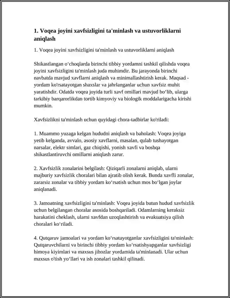 SHIKASTLANGAN O‘CHOQLARDA BIRINCHI TIBBIY YORDAMNI VA SHIFOKOR YORDAMINI TASHKIL QILISH 3