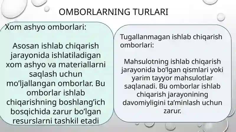 Omborlar va ularning tasnifi 3